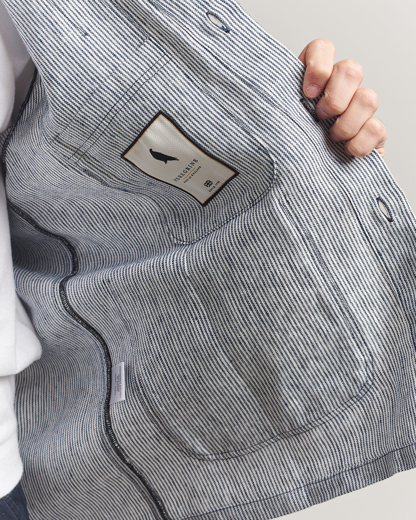 Herren | Hemden | Peregrine | Windsor Linen Shacket Navy Stripe