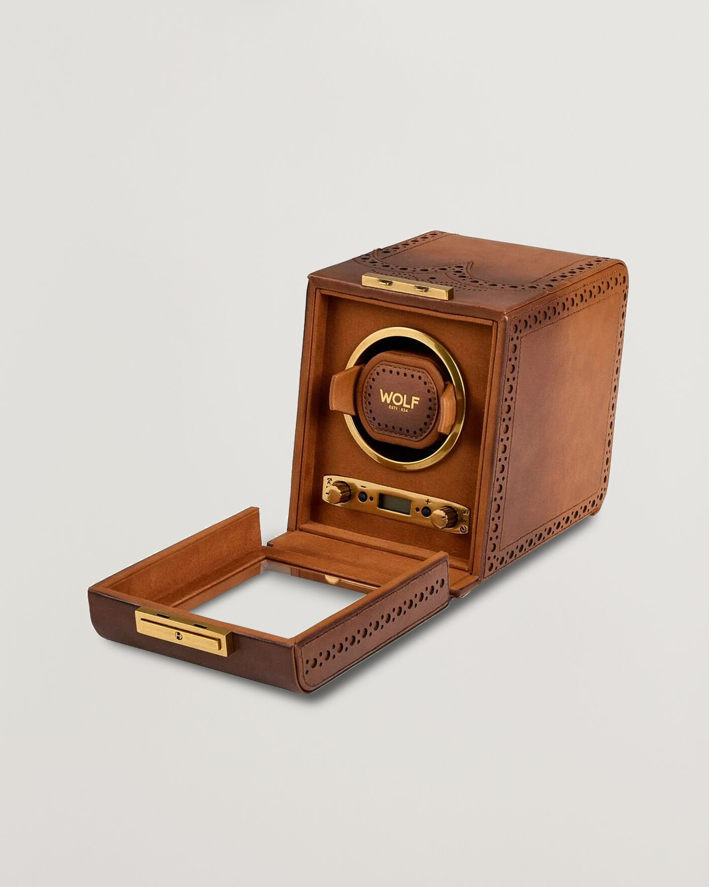 Herren | Uhren- und Schmuckkasten | WOLF | Brouge Single Watch Winder Burnished Brown