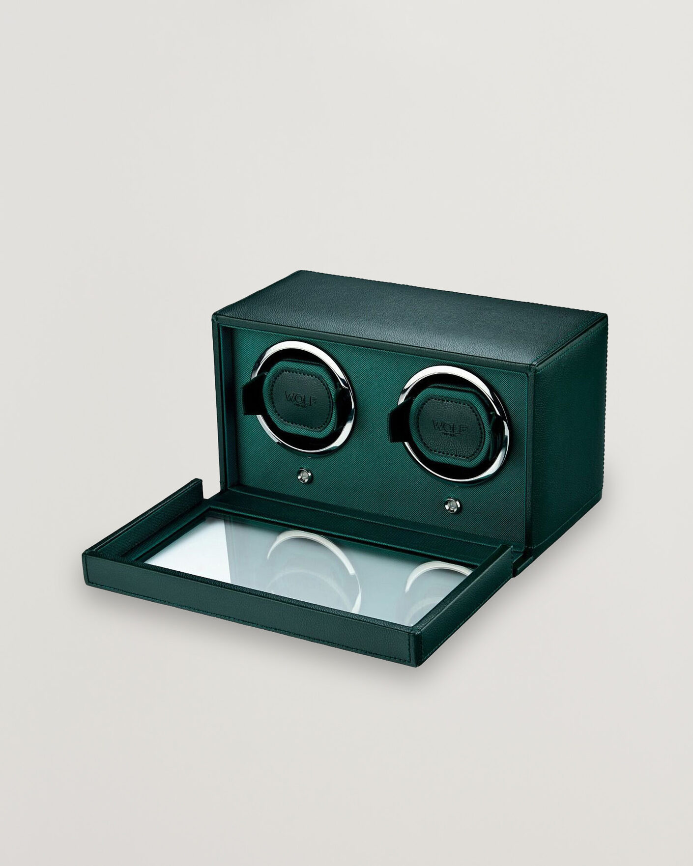 Herren | Uhren- und Schmuckkasten | WOLF | Cub Double Watch Winder With Cover Green