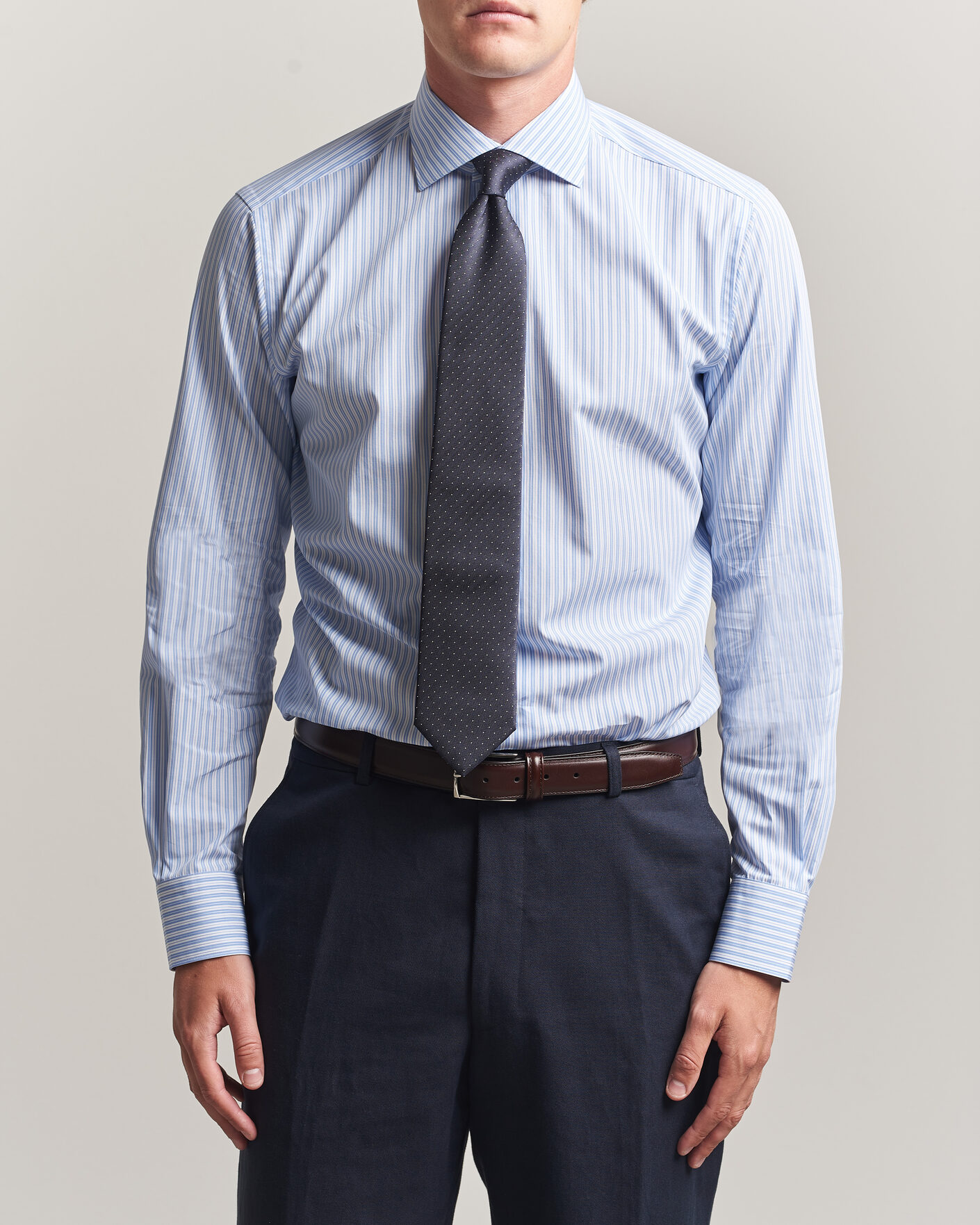 Herren | Hemden | Brioni | Poplin Cotton Dress Shirt Light Blue Stripe