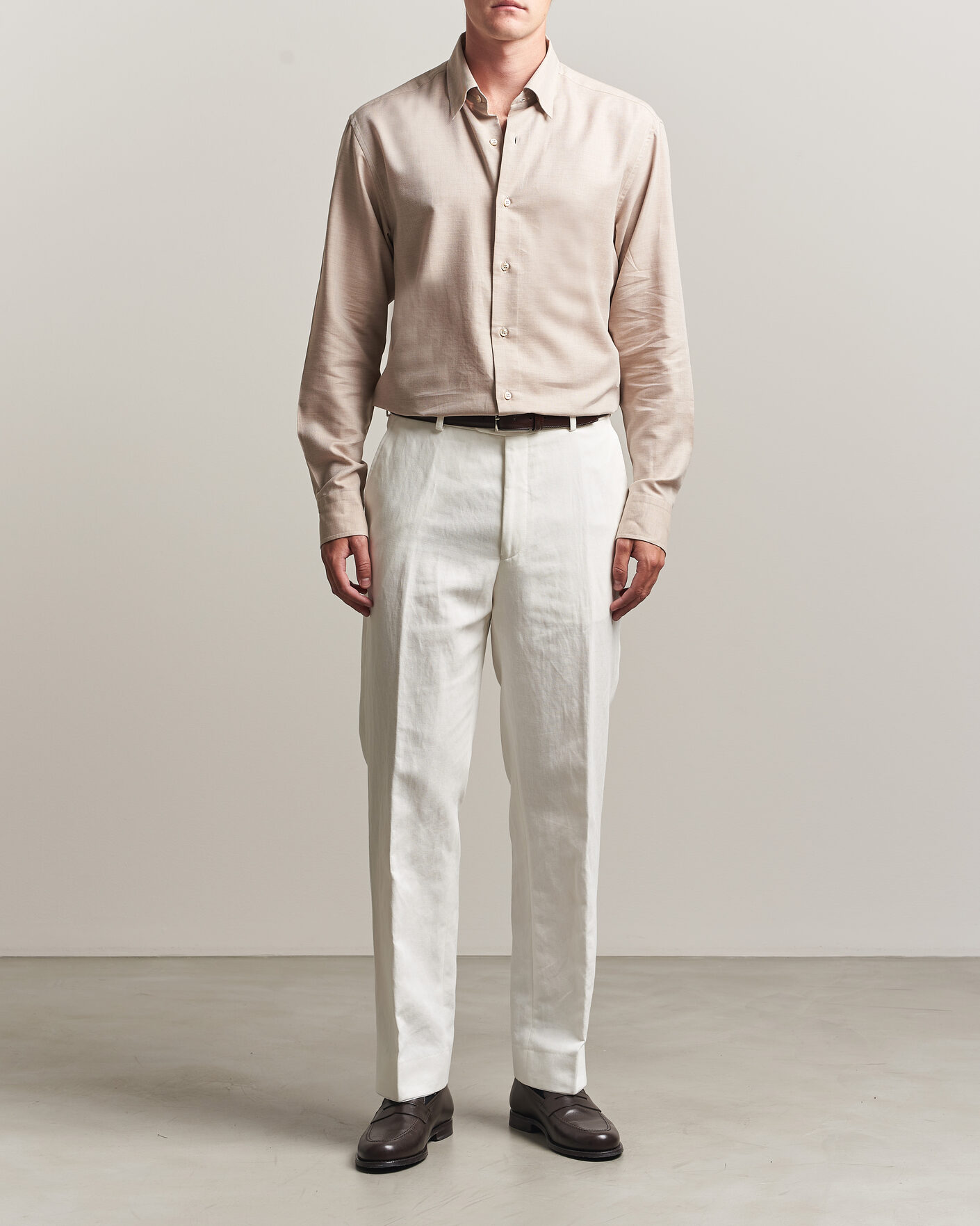 Herren | Hemden | Brioni | Cotton/Cashmere Flannel Shirt Beige