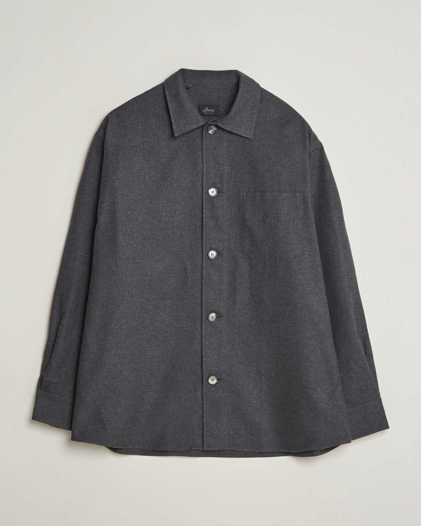 Herren | Hemden | Brioni | Cotton/Cashmere Overshirt Grey Melange
