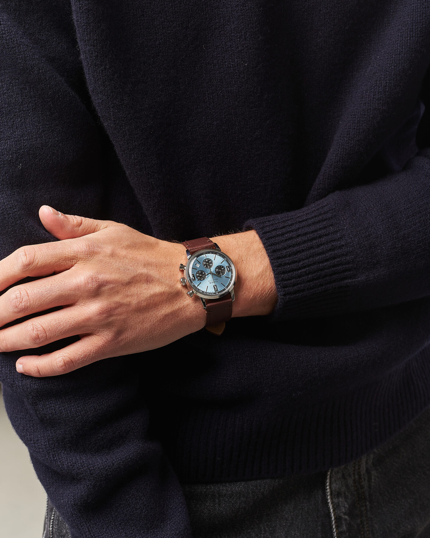 Herren | Timex Marlin Quartz Chronograph Leather 40mm Ice Blue Dial | Timex | Marlin Quartz Chronograph Leather 40mm Ice Blue Dial