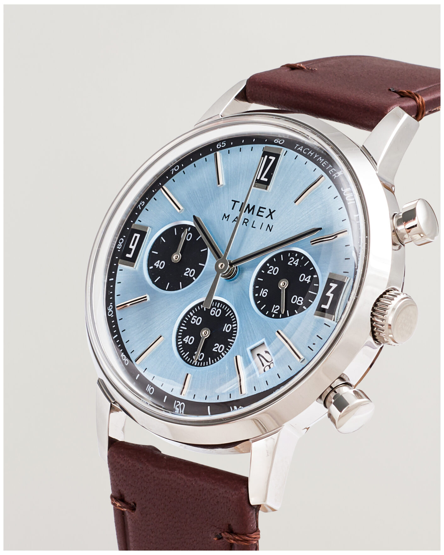 Herren | Timex Marlin Quartz Chronograph Leather 40mm Ice Blue Dial | Timex | Marlin Quartz Chronograph Leather 40mm Ice Blue Dial