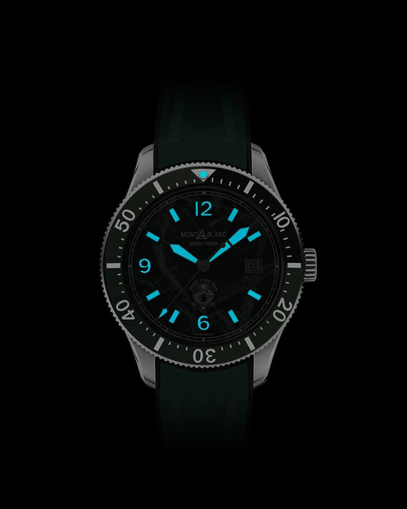 Herren | Montblanc Iced Sea Automatic Date Rubber Strap Green | Montblanc | Iced Sea Automatic Date Rubber Strap Green