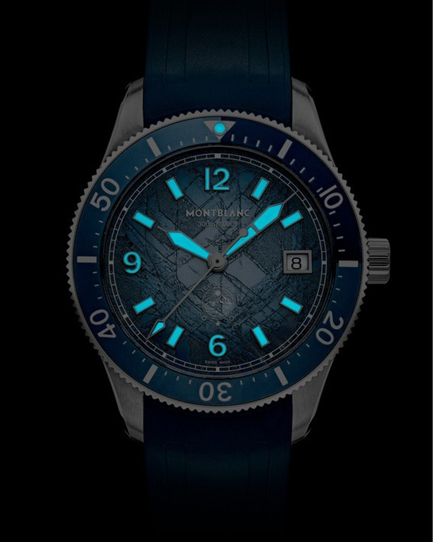 Herren | Montblanc Iced Sea Automatic Date 0 Oxygen Rubber Strap Light Blue | Montblanc | Iced Sea Automatic Date 0 Oxygen Rubber Strap Light Blue