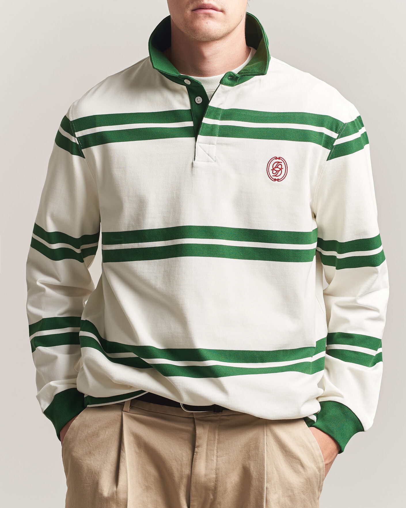 Herren | Pullover | Drôle de Monsieur | Ornament Striped Rugger Water Green
