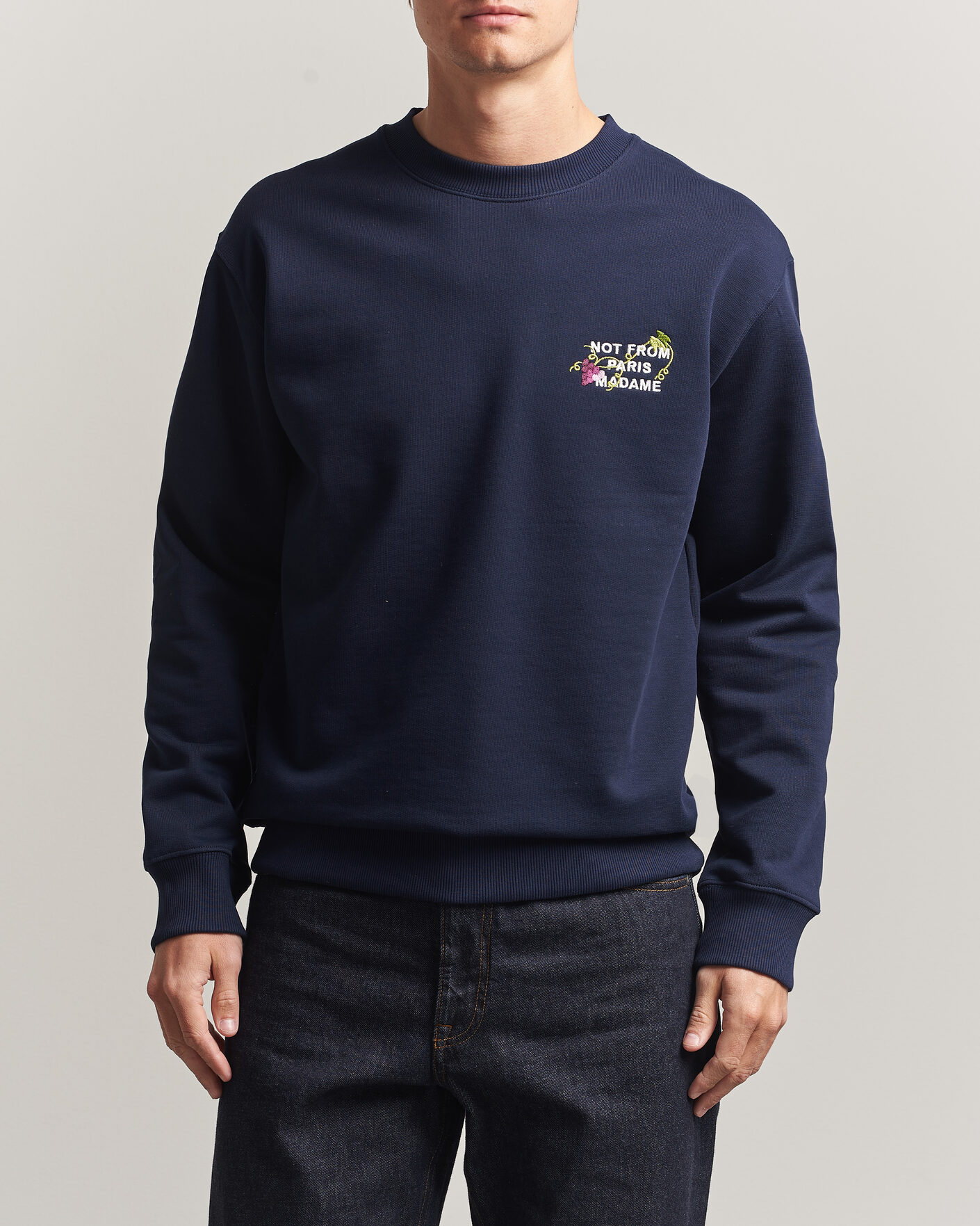 Herren | Pullover | Drôle de Monsieur | Vine Embroidered Slogan Sweatshirt Navy