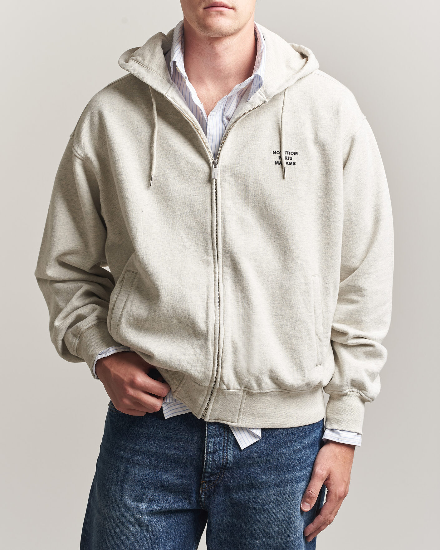 Herren | Pullover | Drôle de Monsieur | Slogan Full Zip Hoodie Grey