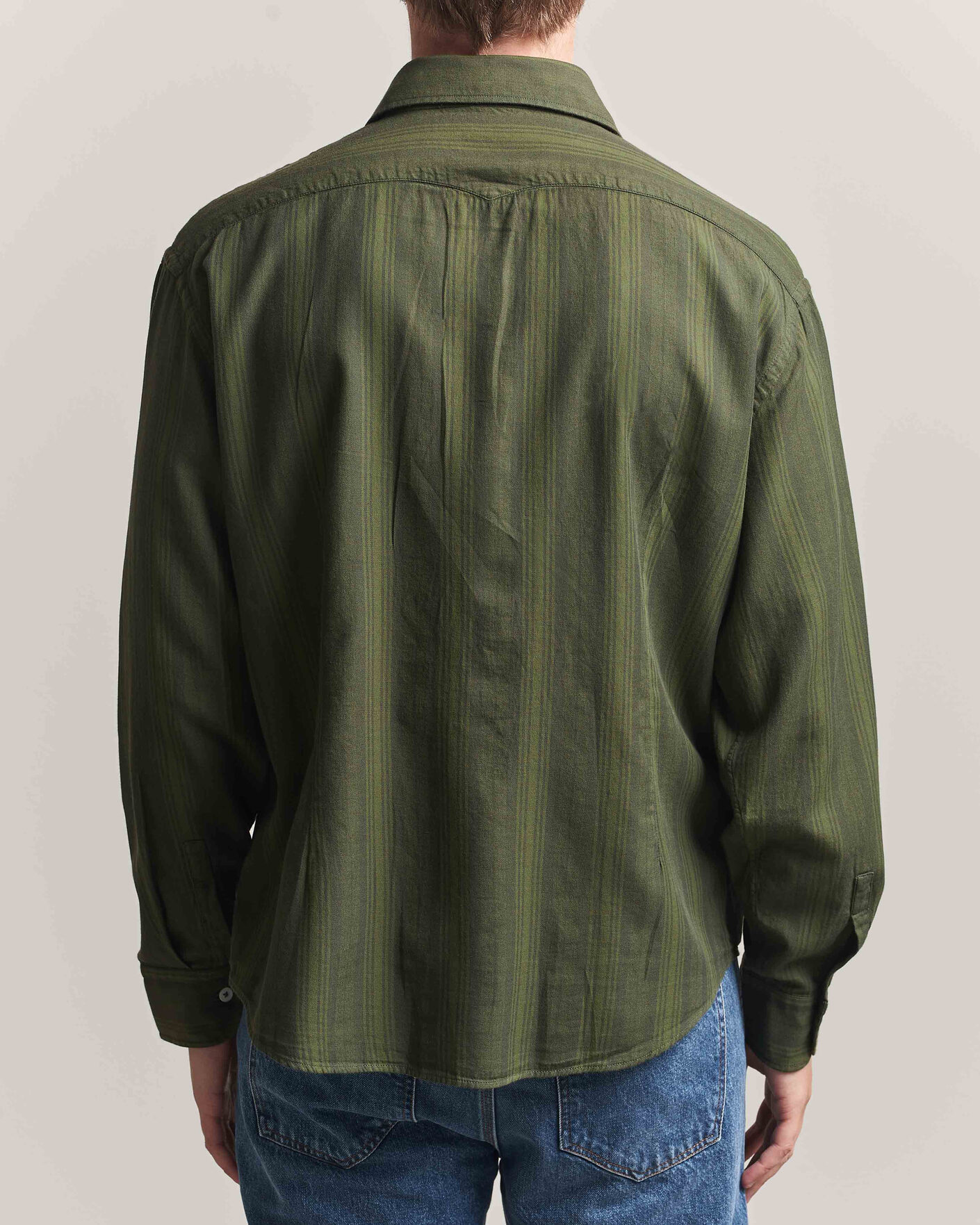 Herren | Hemden | Massimo Alba | Boxy Striped Cotton Shirt Moss Green