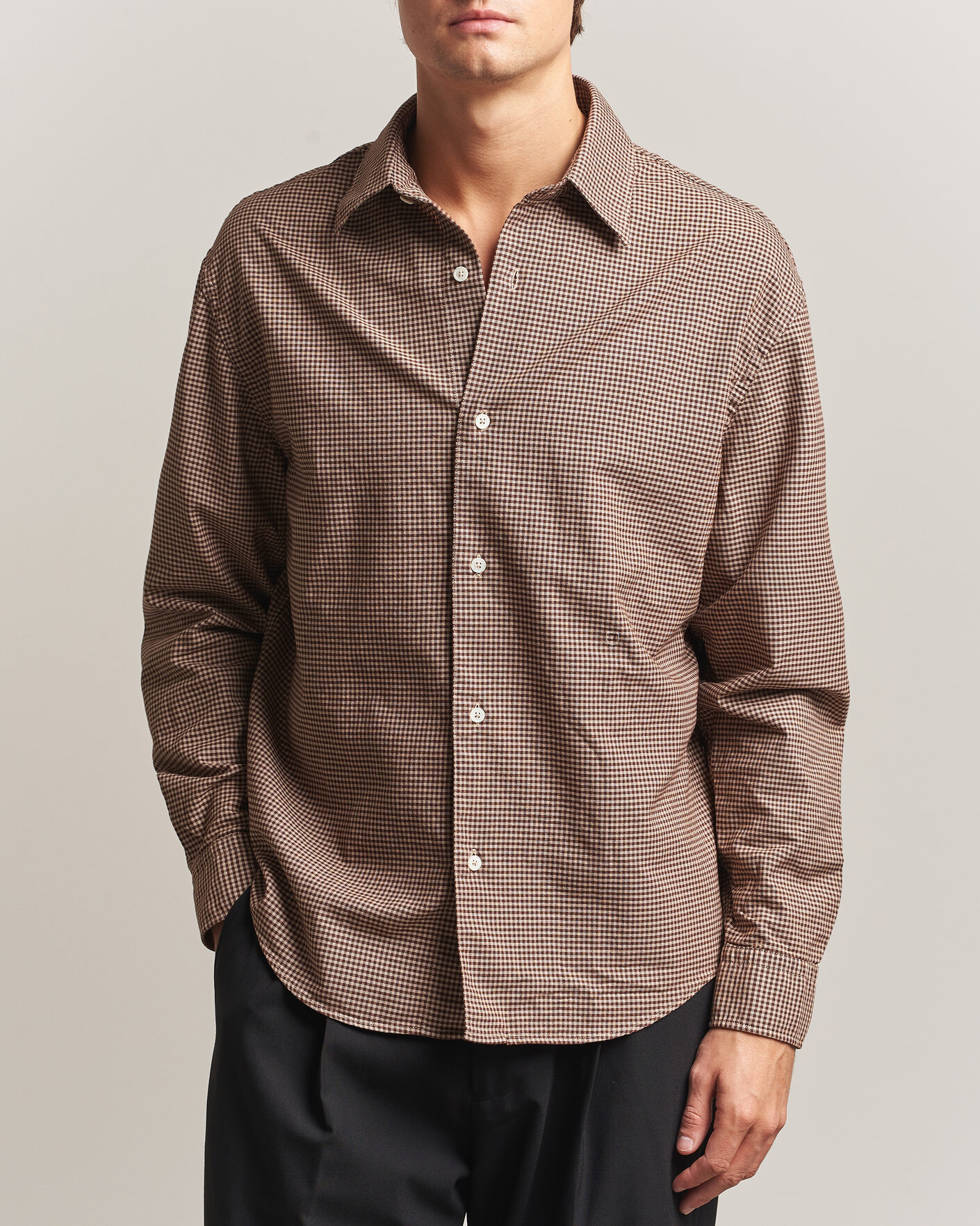 Herren | Hemden | Massimo Alba | Boxy Microcheck Shirt Fossil