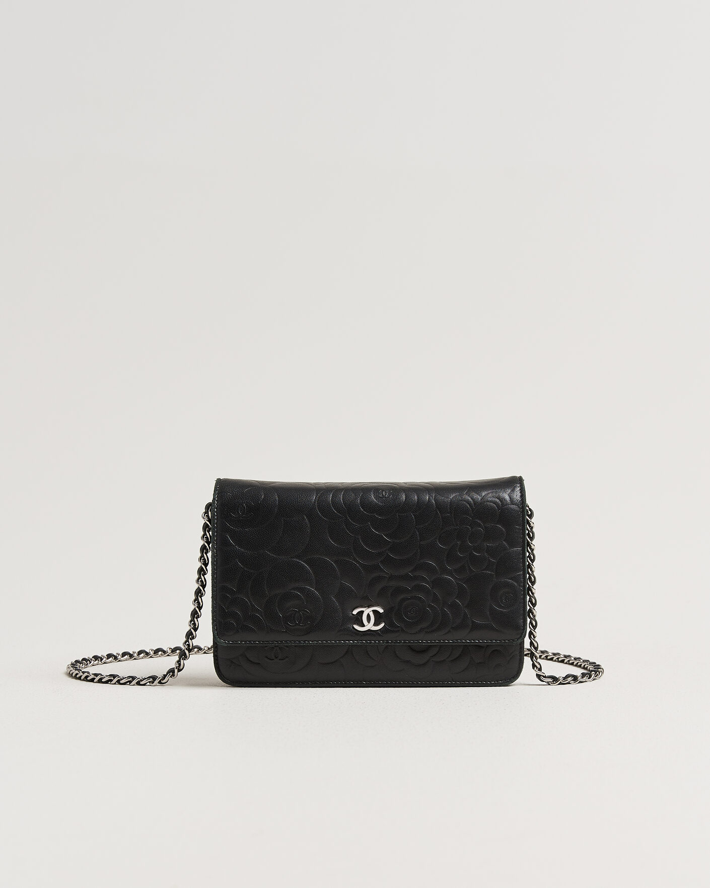 Herren | Pre-Owned & Vintage Bags | Chanel Pre-Owned | Wallet On Chain Camelia Lambskin Black