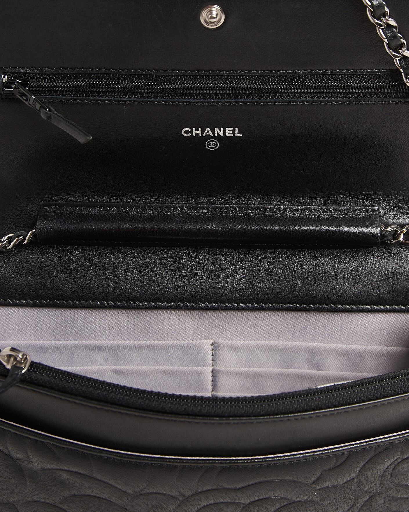 Herren | Pre-Owned & Vintage Bags | Chanel Pre-Owned | Wallet On Chain Camelia Lambskin Black