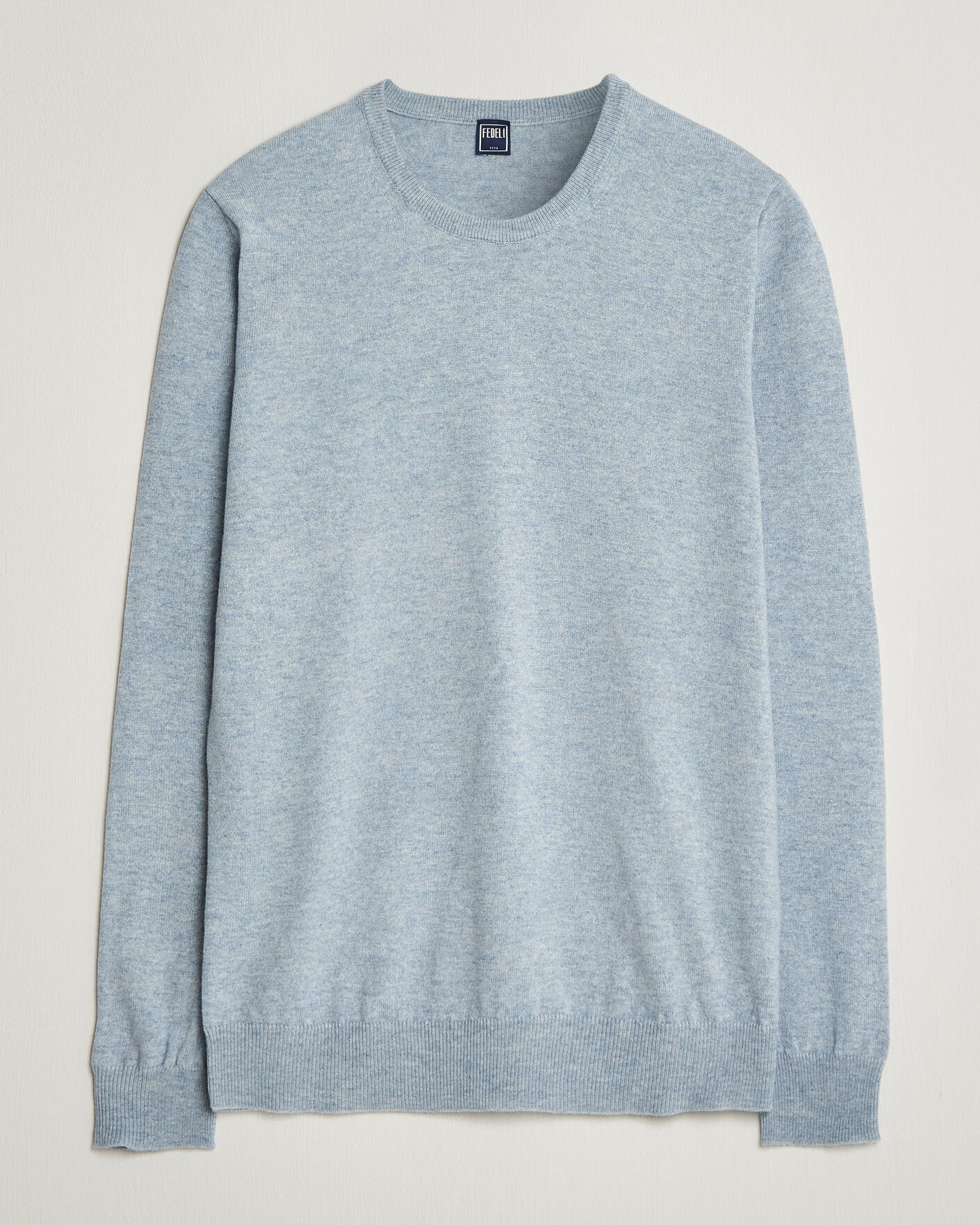 Herren | Pullover | Fedeli | Pure Cashmere Crew Neck Light Blue