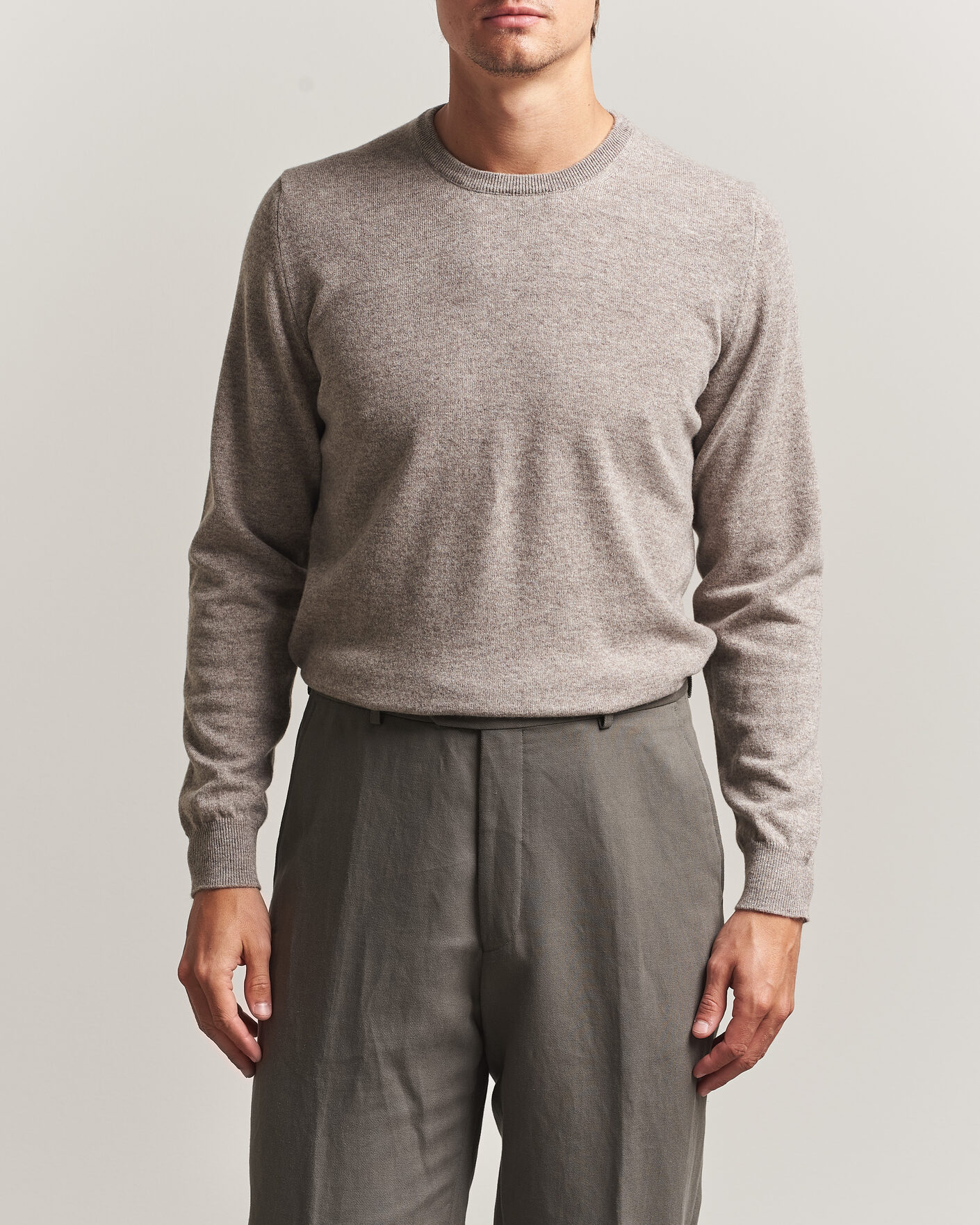 Herren | Pullover | Fedeli | Pure Cashmere Crew Neck Beige Melange