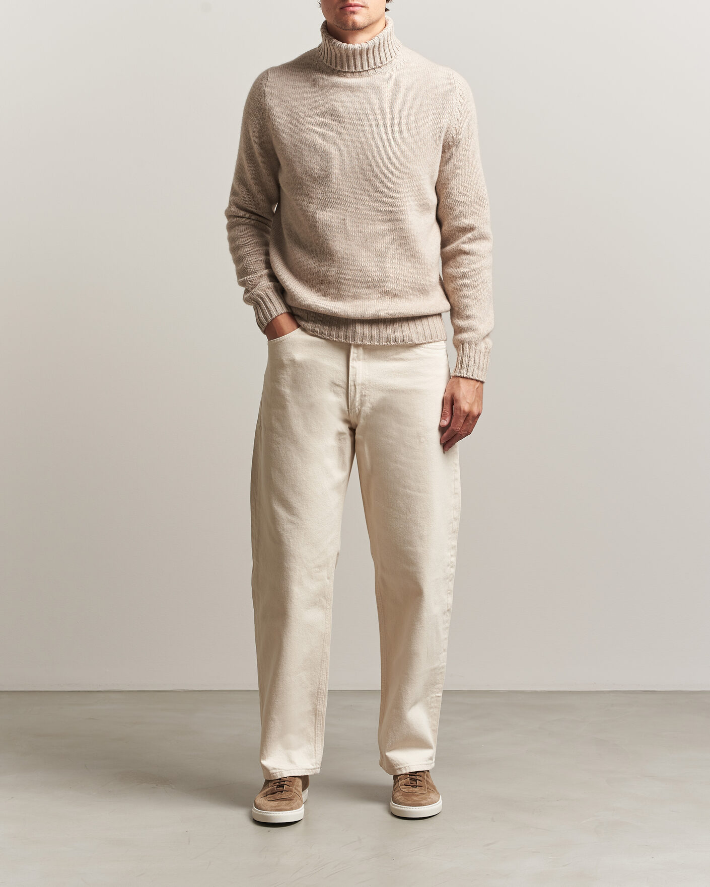 Herren | Pullover | Fedeli | Wool/Cashmere Rollneck Beige
