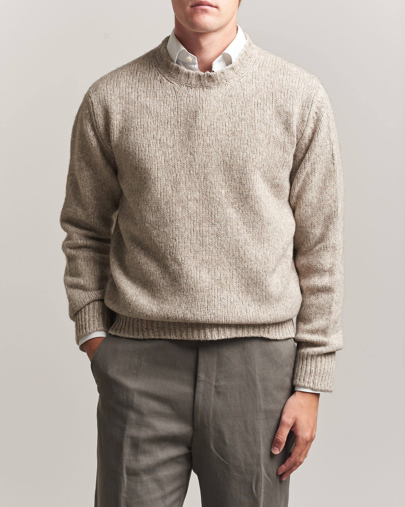 Herren | Pullover | Fedeli | Yak Blend Sweater Beige Melange