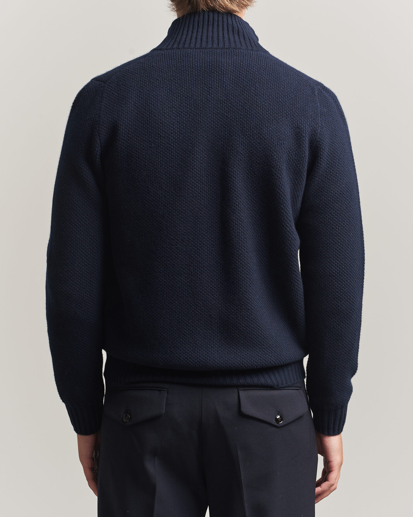 Herren | Pullover | Fedeli | Wool/Cashmere Honeycomb Full Zip Navy