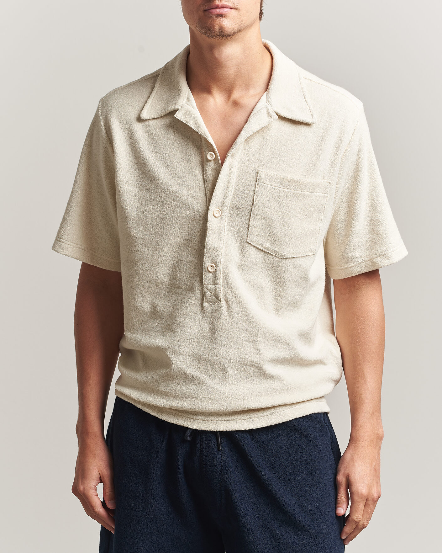 Herren | Poloshirts | OAS | Novo Regular Fit Terry Polo Ecru