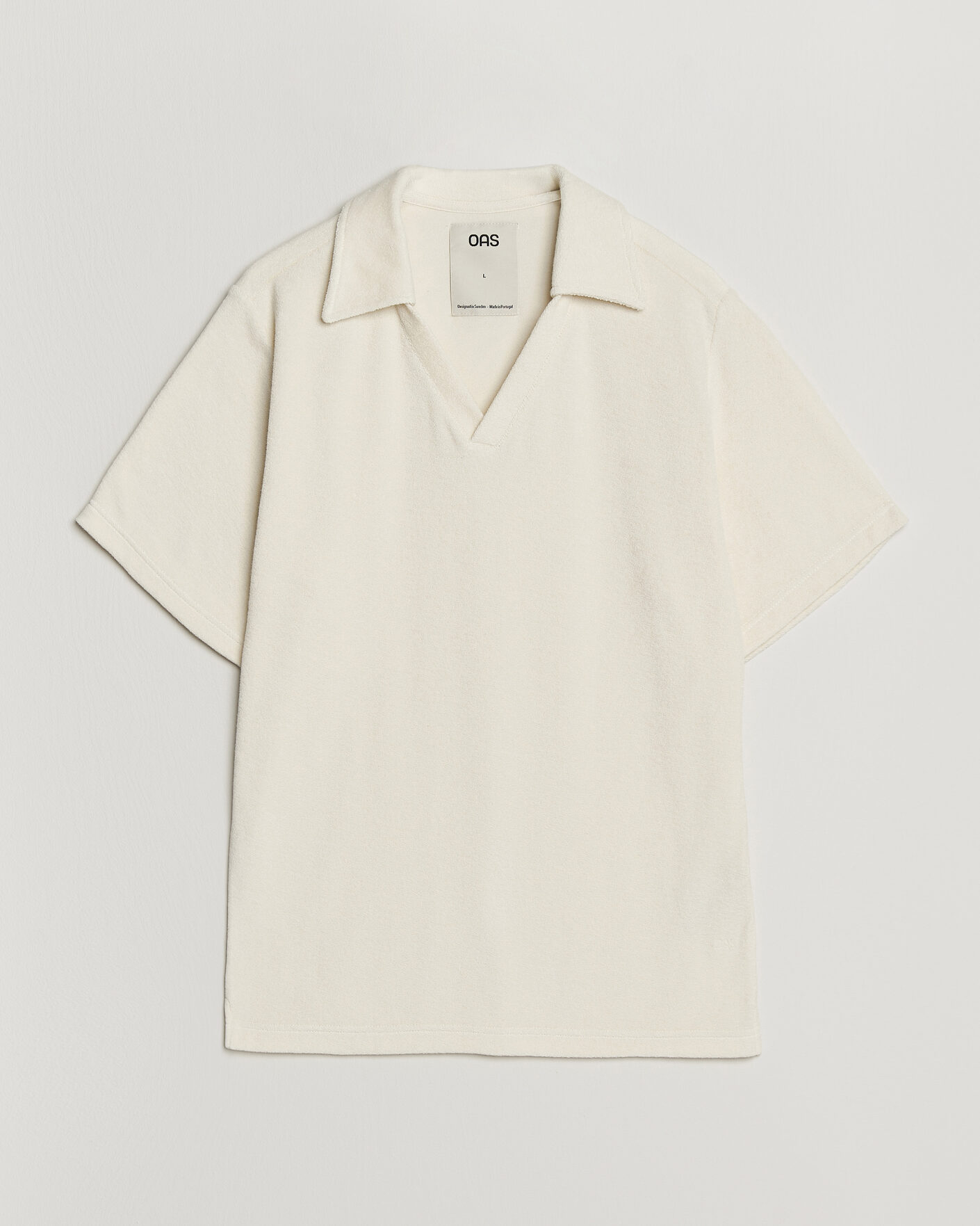 Herren | Poloshirts | OAS | Serif Regular Fit Terry Open Collar Polo Ecru