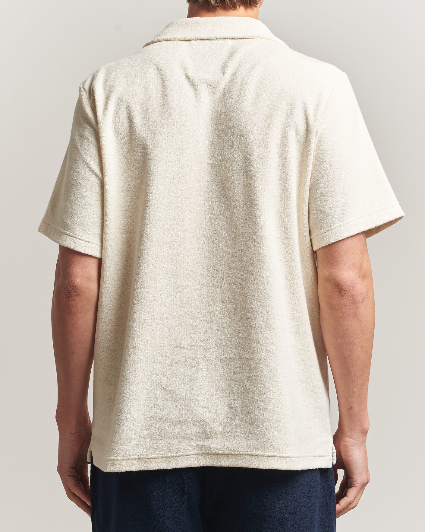 Herren | Poloshirts | OAS | Serif Regular Fit Terry Open Collar Polo Ecru