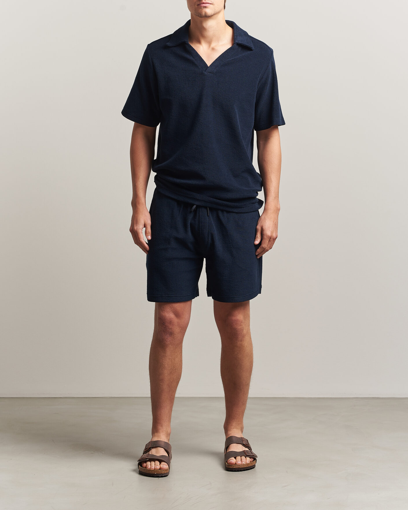 Herren | Poloshirts | OAS | Serif Regular Fit Terry Open Collar Polo Dark Blue