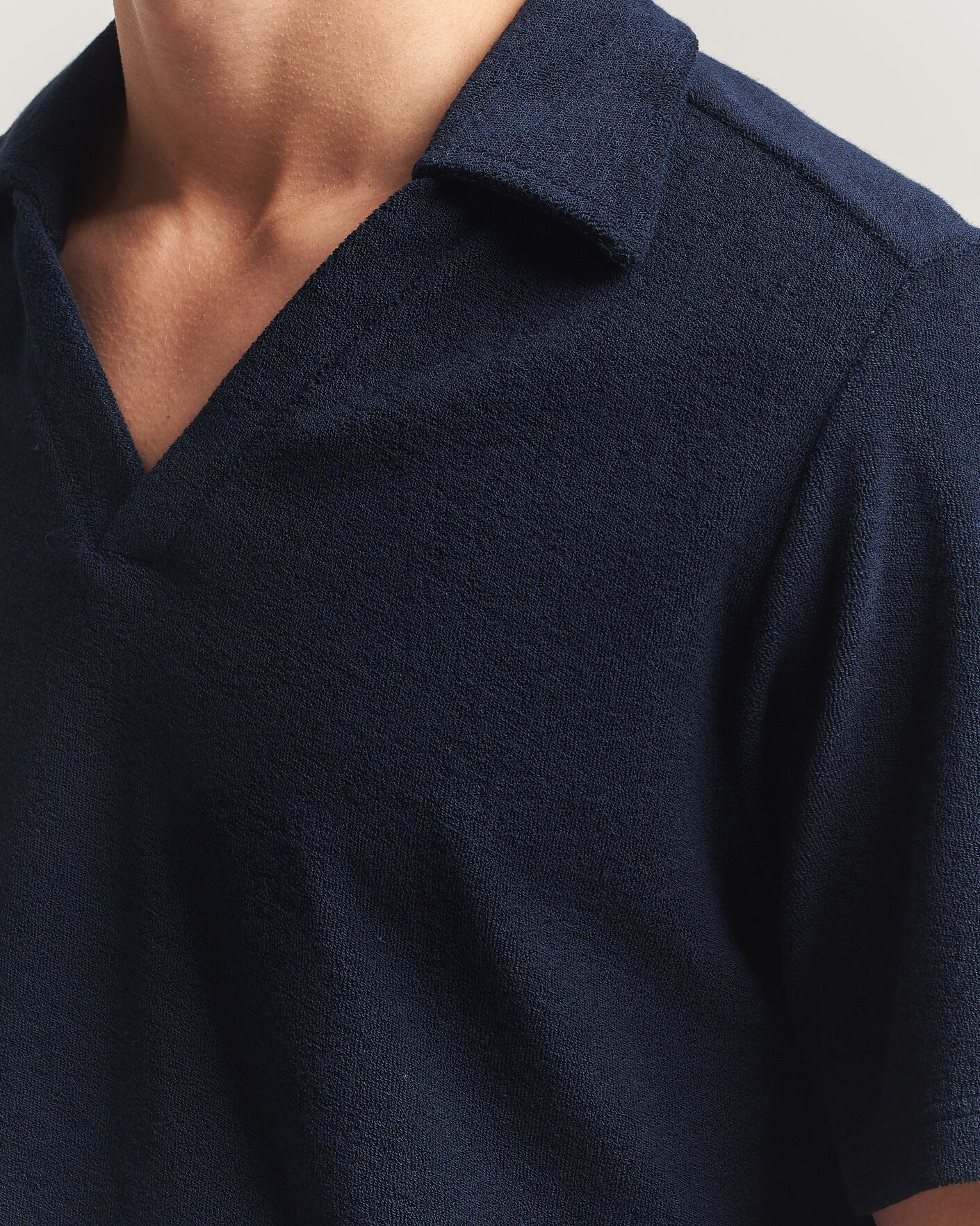 Herren | Poloshirts | OAS | Serif Regular Fit Terry Open Collar Polo Dark Blue