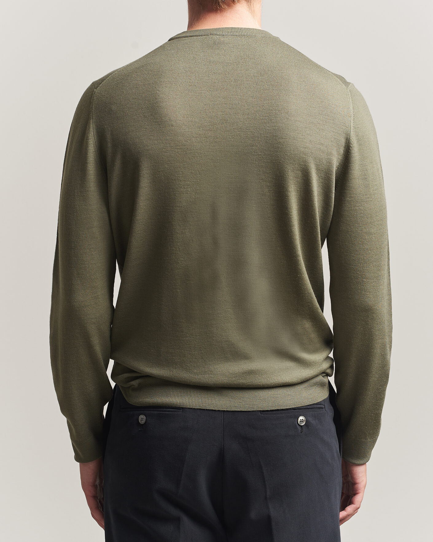 Herren | Pullover | Canali | Merino Wool Crew Neck Olive