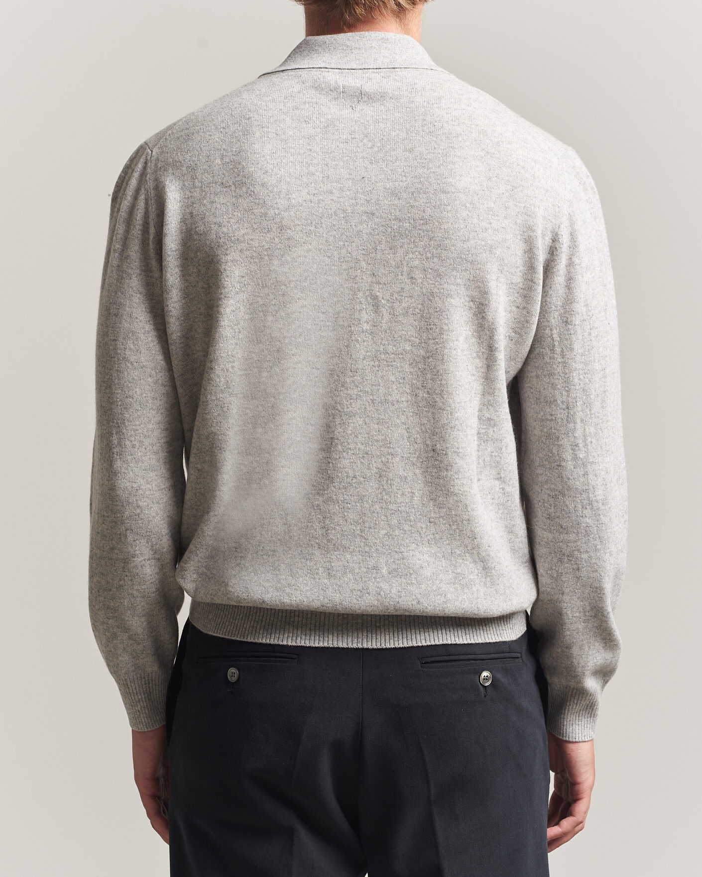 Herren | Pullover | Canali | Wool/Cashmere Long Sleeve Polo Light Grey