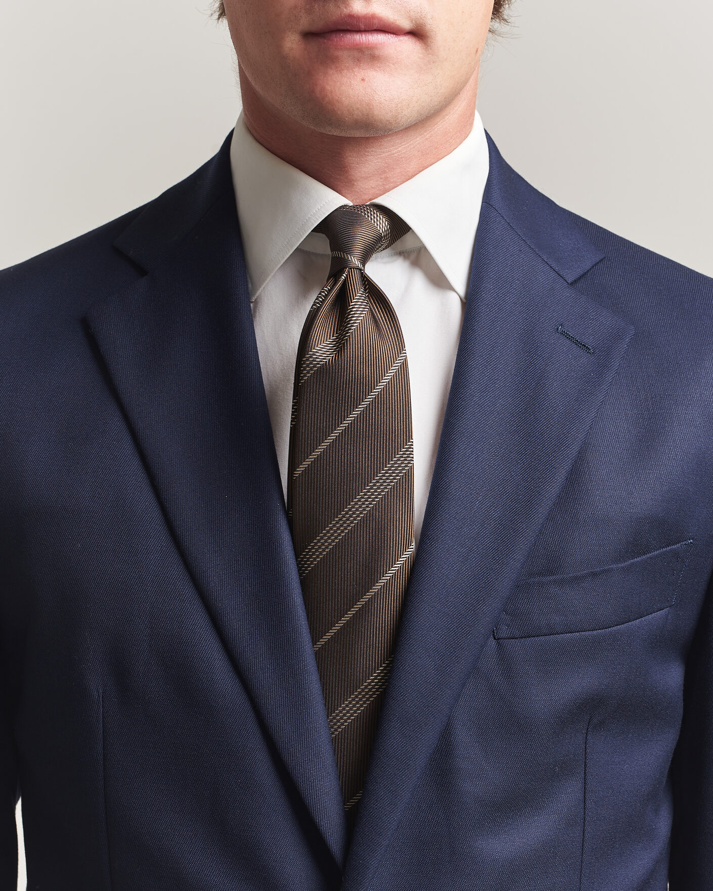 Herren | Krawatten | Canali | Regimental Stripe Silk Tie Brown