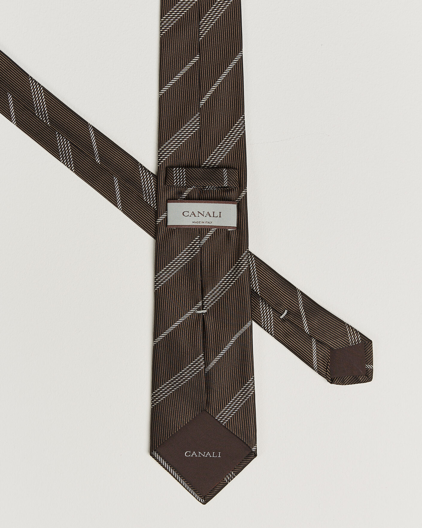 Herren | Krawatten | Canali | Regimental Stripe Silk Tie Brown