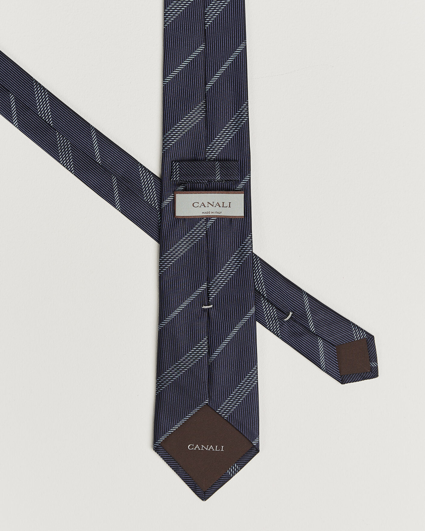 Herren | Krawatten | Canali | Regimental Stripe Silk Tie Navy