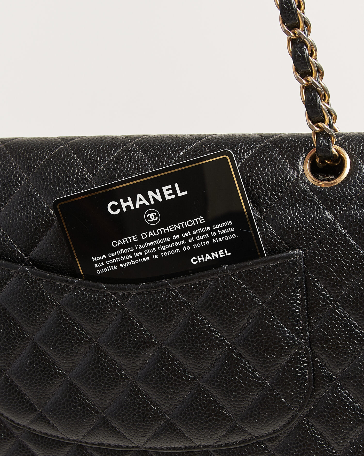 Herren | Chanel Pre-Owned Classic Medium Double Flap Bag Caviar Leather Black | Chanel Pre-Owned | Classic Medium Double Flap Bag Caviar Leather Black