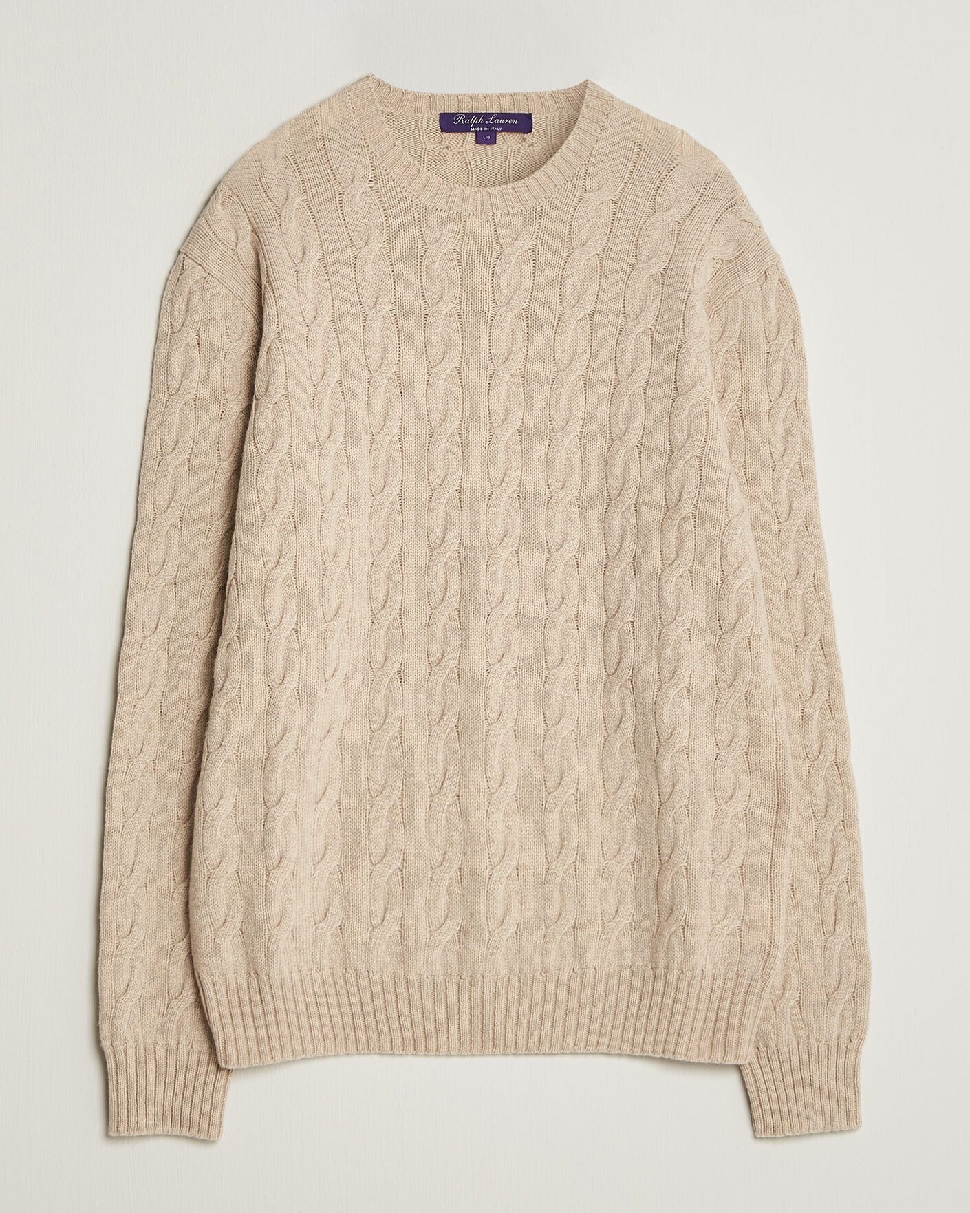 Herren | Pullover | Ralph Lauren Purple Label | Cashmere Cable Sweater Beige Melange