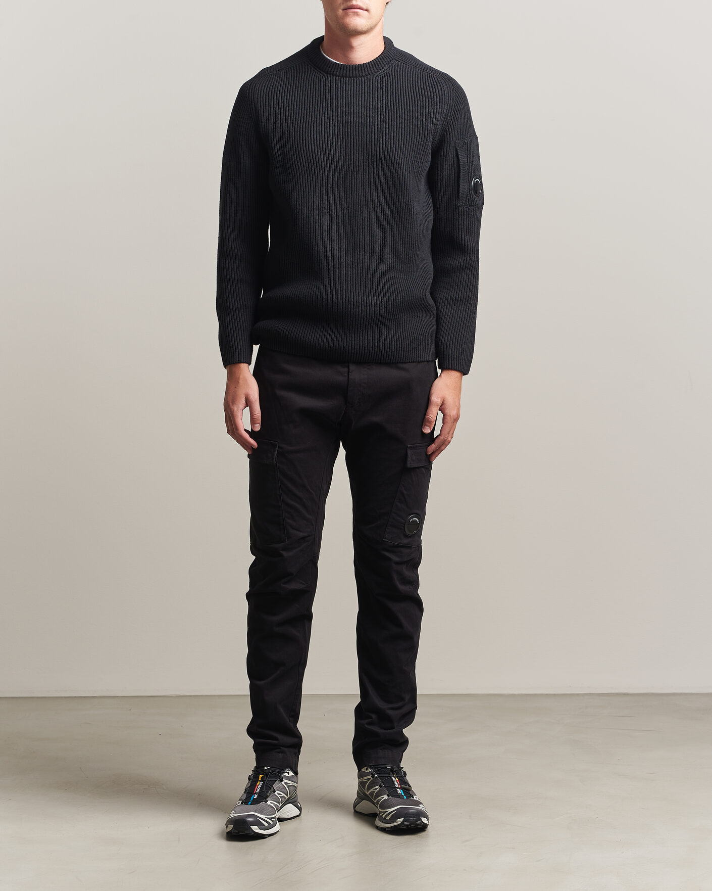 Herren | Hosen | C.P. Company | Stretch Satin Lens Cargo Pants Black
