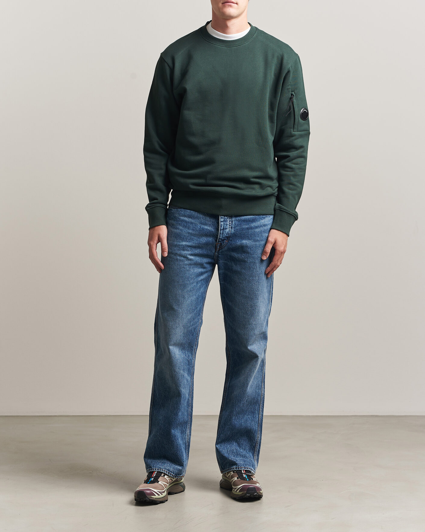 Herren | Pullover | C.P. Company | Diagonal Raised Fleece Lens Sweatshirt Emerald Green