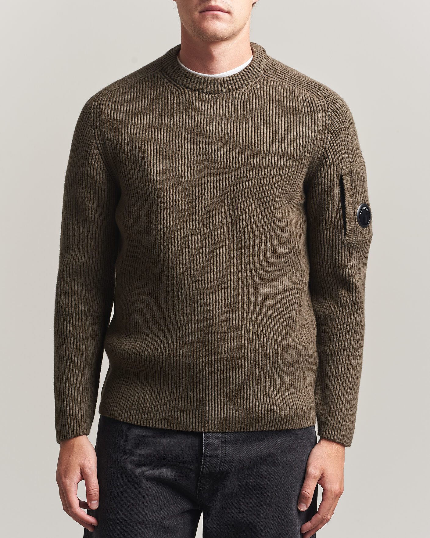 Herren | Pullover | C.P. Company | Full Rib Knitted Cotton Crew Neck Dark Green
