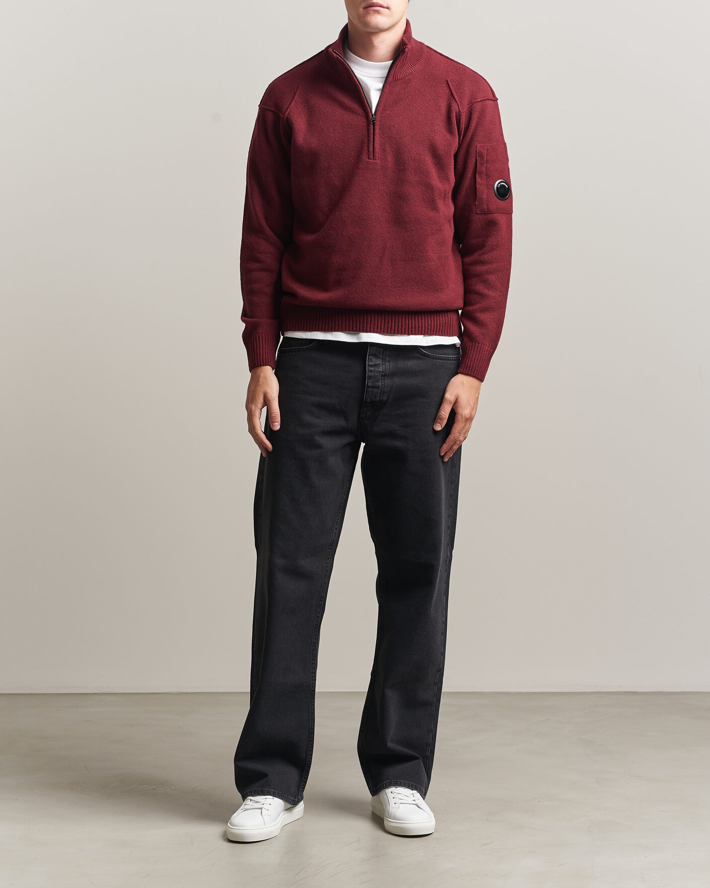Herren | Pullover | C.P. Company | Knitted Lambswool Half-Zip Burgundy