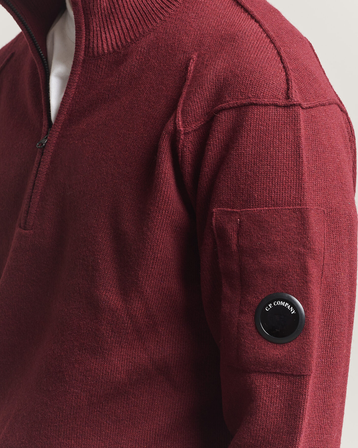 Herren | Pullover | C.P. Company | Knitted Lambswool Half-Zip Burgundy