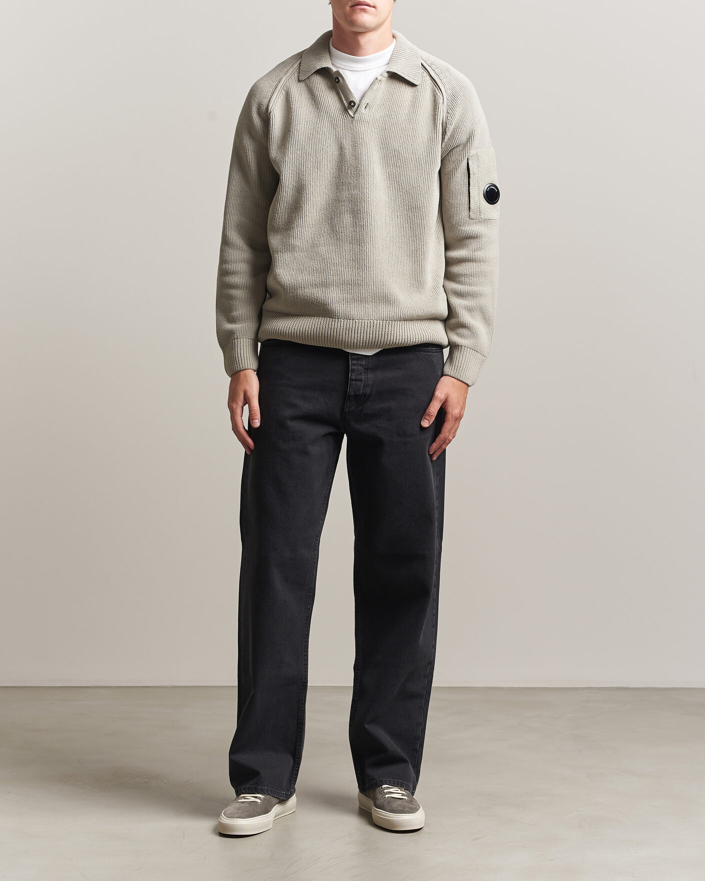 Herren | Pullover | C.P. Company | Cotton Chenille Polo Collar Light Grey