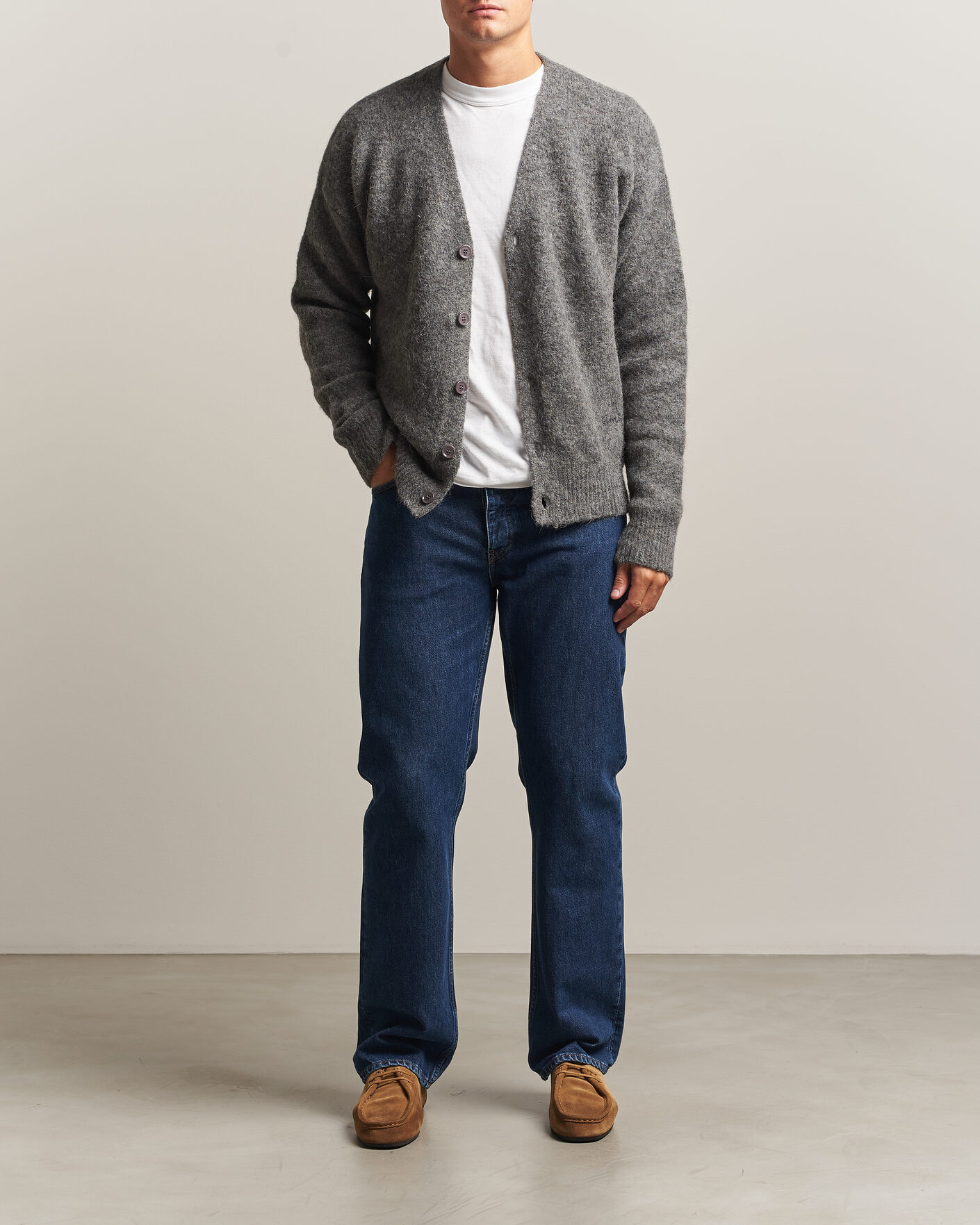 Herren | Pullover | AMI | Signature Logo Wool Knitted Cardigan Grey Melange