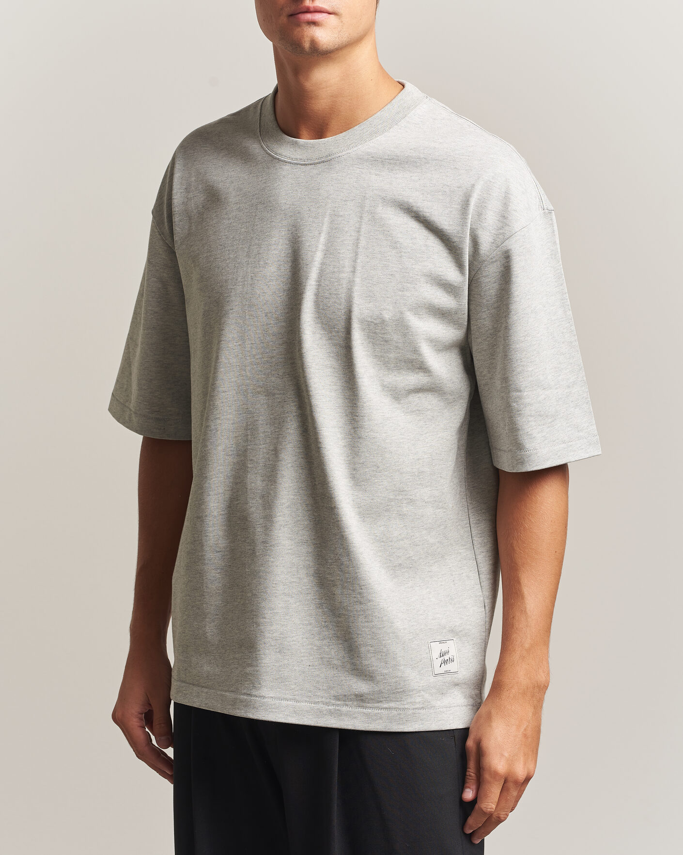 Herren | T-Shirts | AMI | Heritage Logo T-Shirt Light Grey Melange