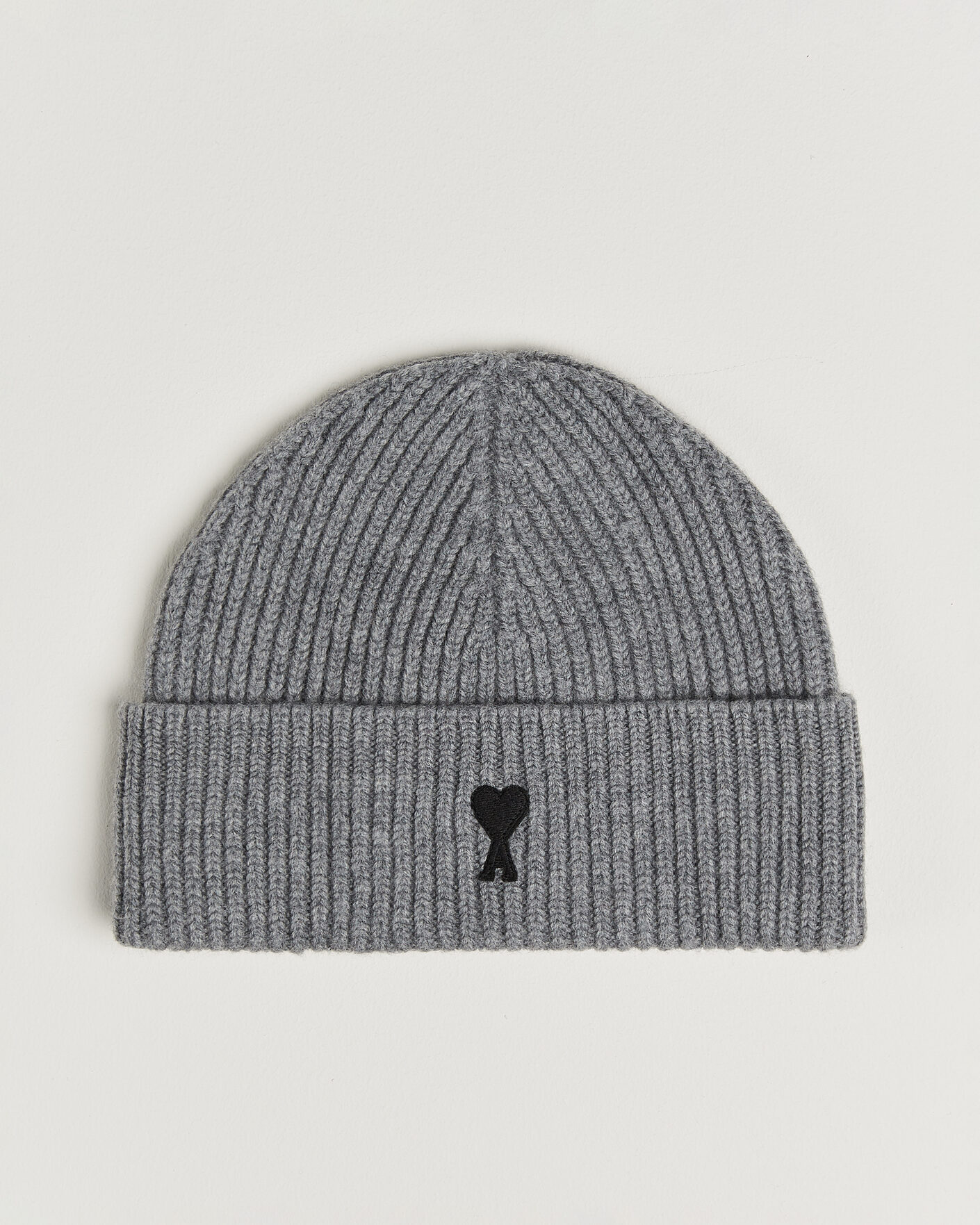 Herren | Mützen | AMI | Contrasted Heart Logo Beanie Light Grey Melange