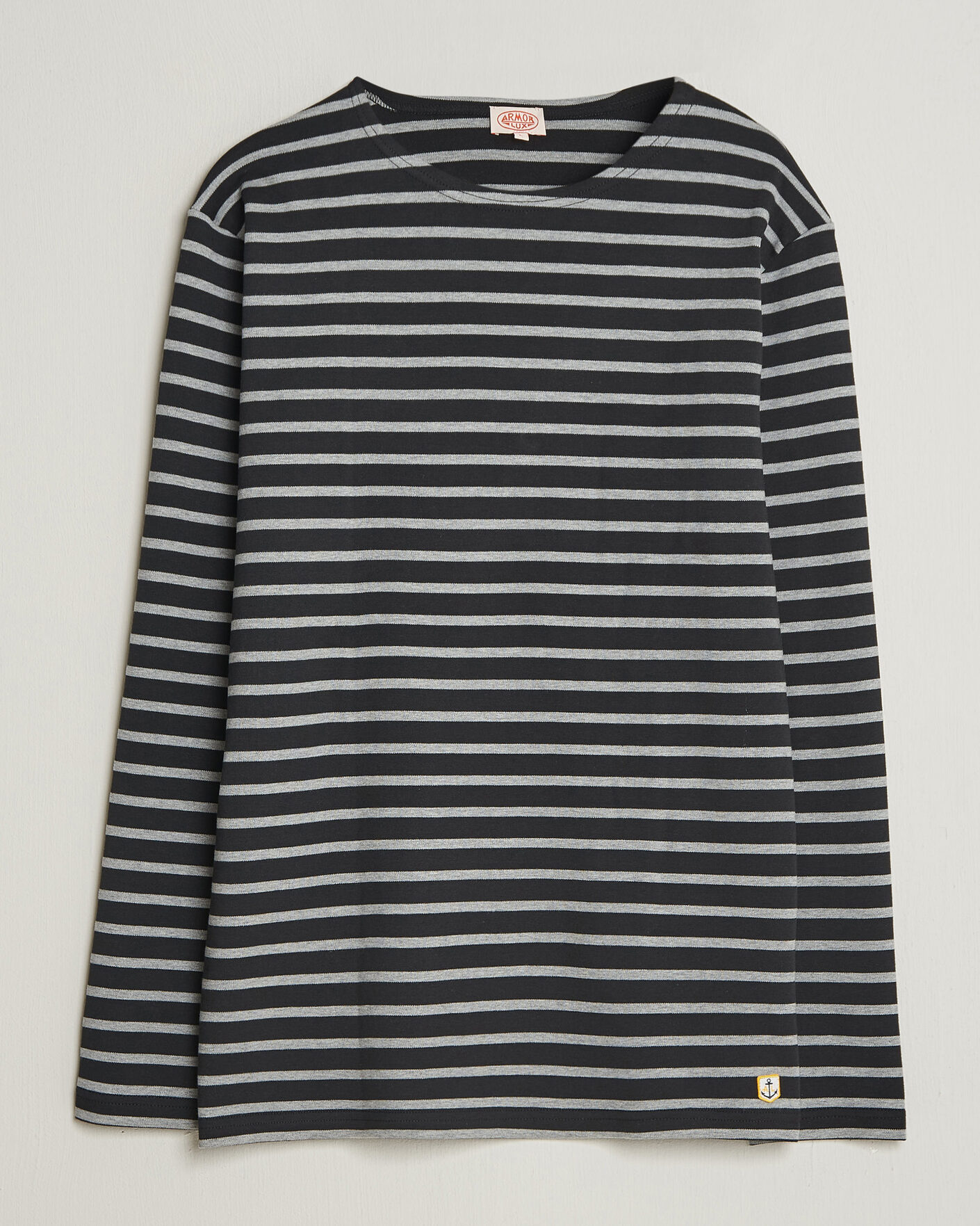 Herren | T-Shirts | Armor-lux | Houat Héritage Stripe Long Sleeve T-Shirt Black/Grey