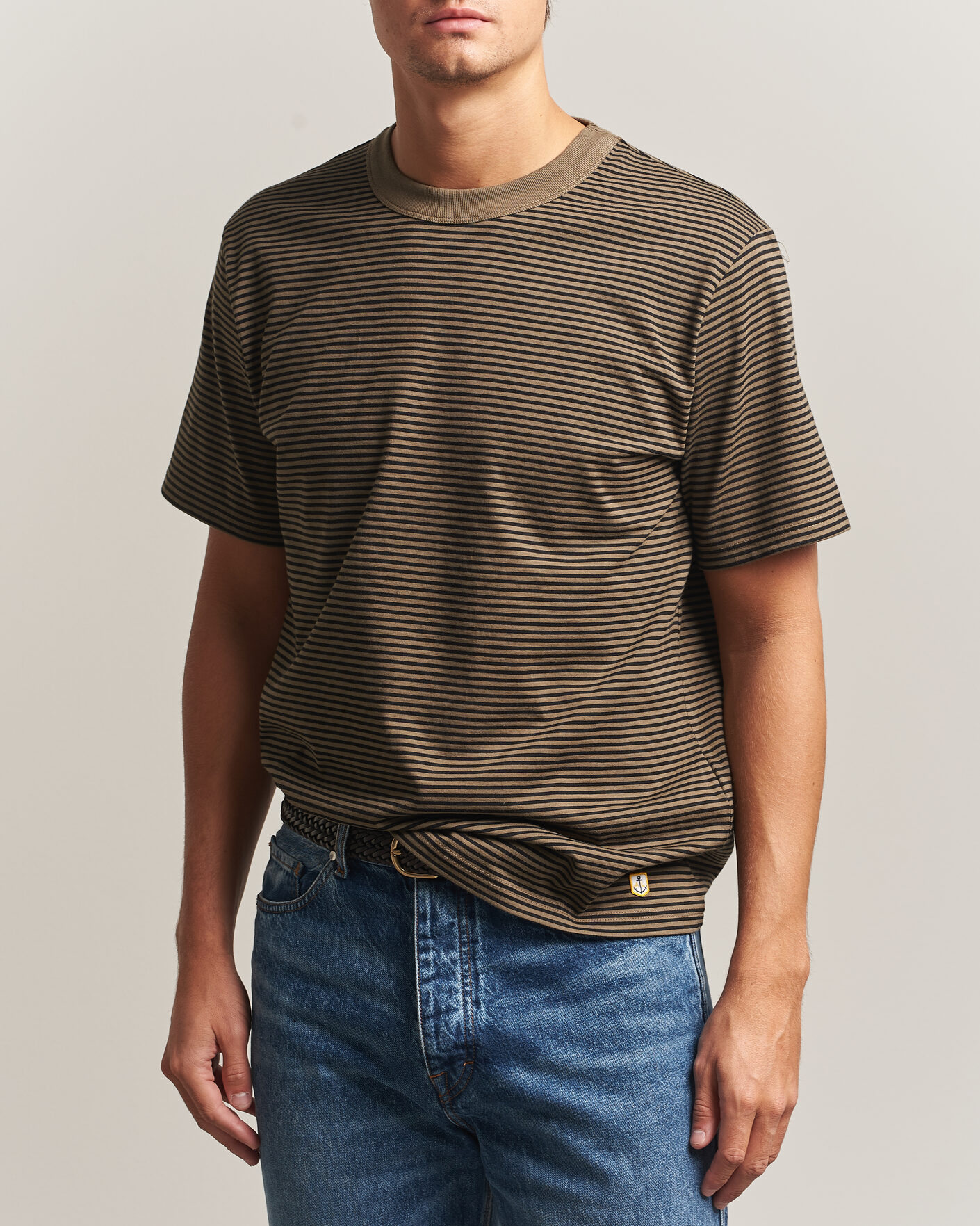Herren | T-Shirts | Armor-lux | Héritage Callac Striped T-Shirt Olive/Black