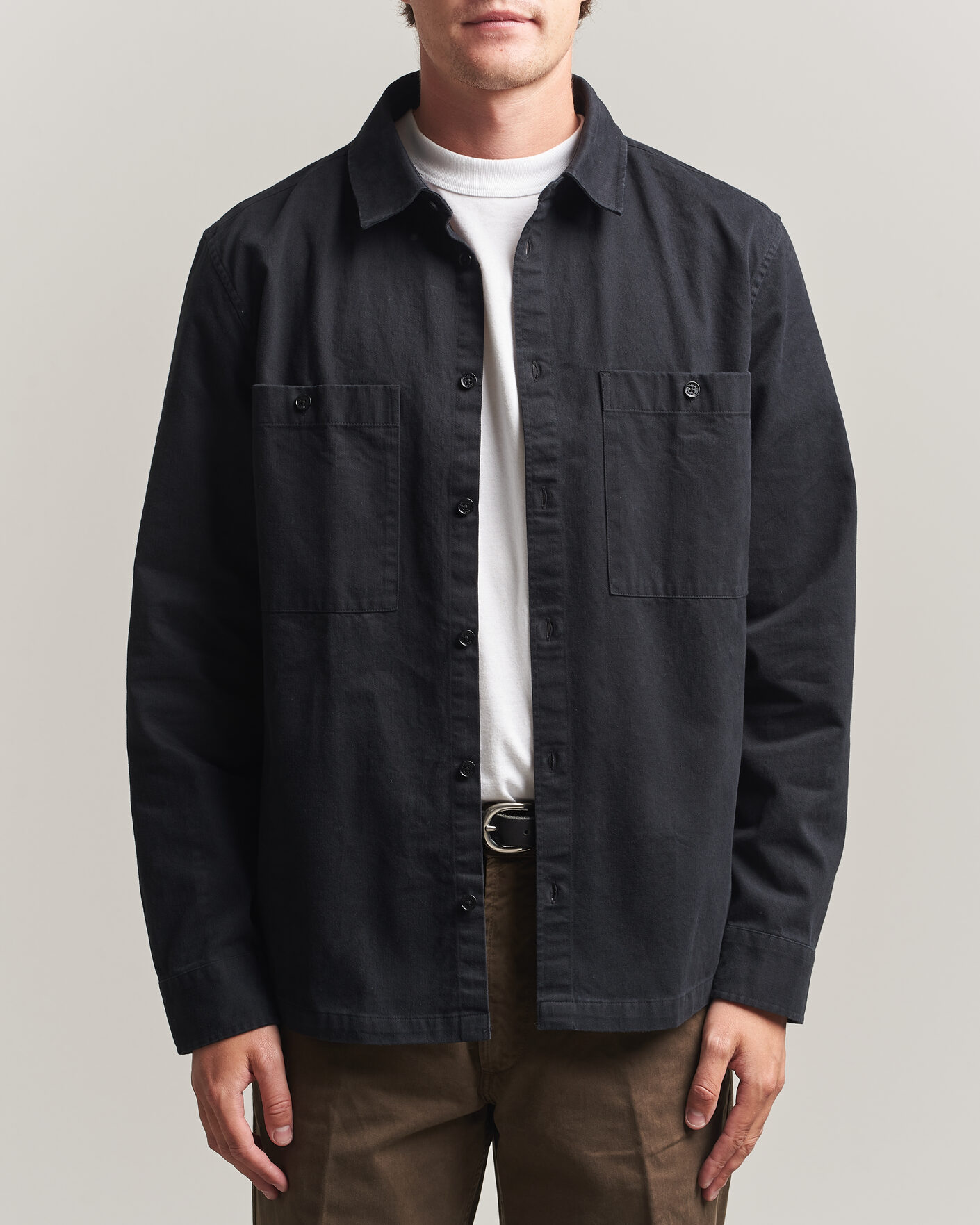 Herren | Hemden | Belstaff | Outpost Cotton Herringbone Overshirt Black