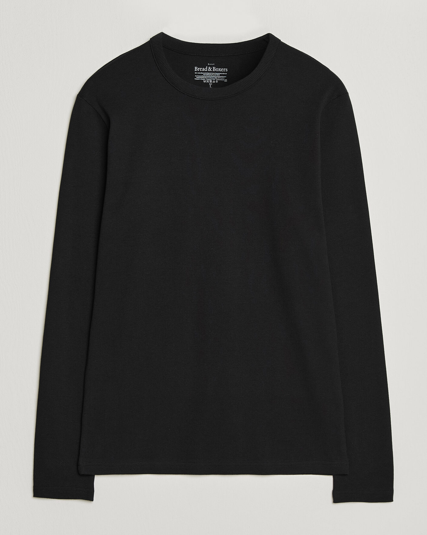 Herren | T-Shirts | Bread & Boxers | Ribbed Long Sleeve T-Shirt Black