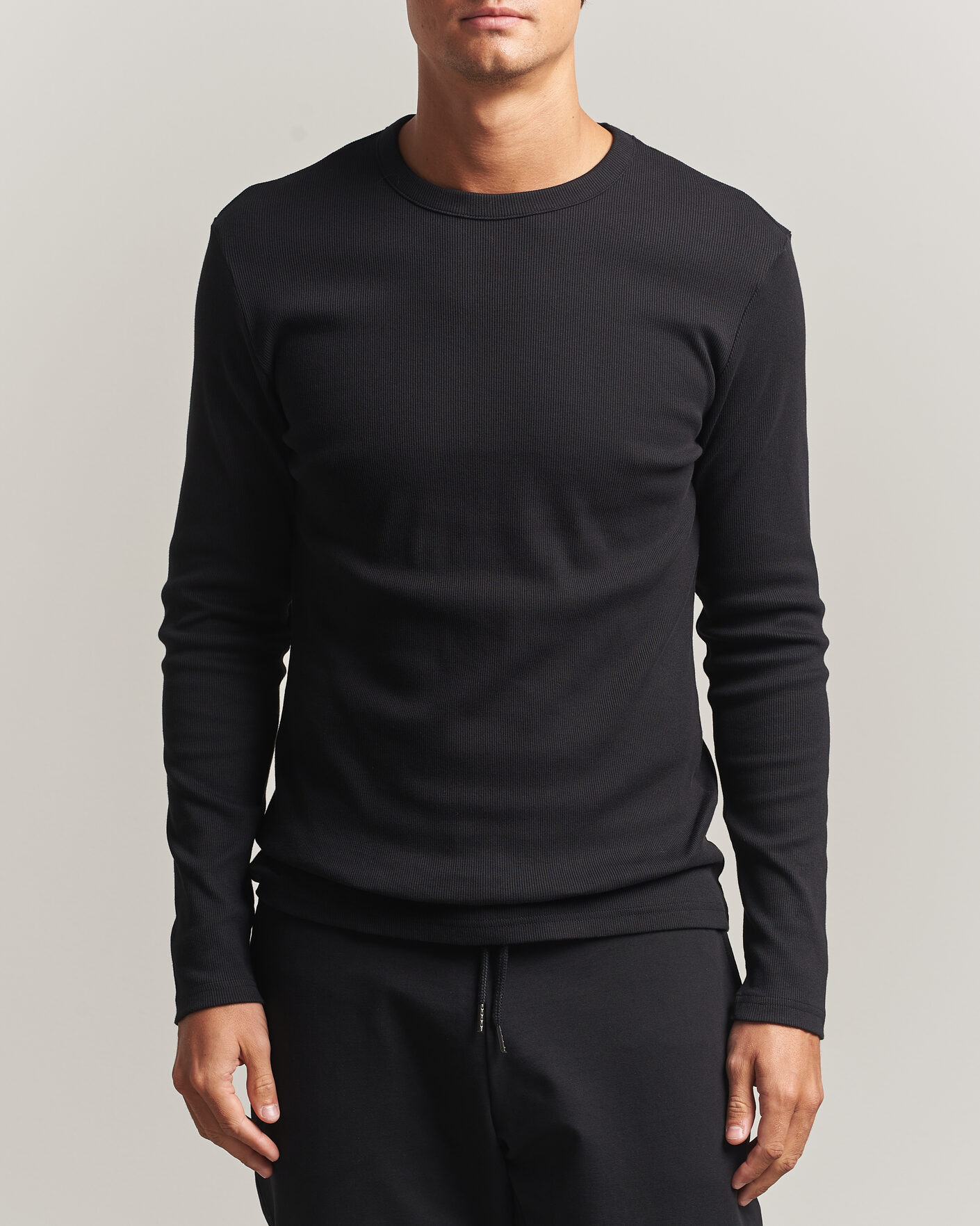 Herren | T-Shirts | Bread & Boxers | Ribbed Long Sleeve T-Shirt Black