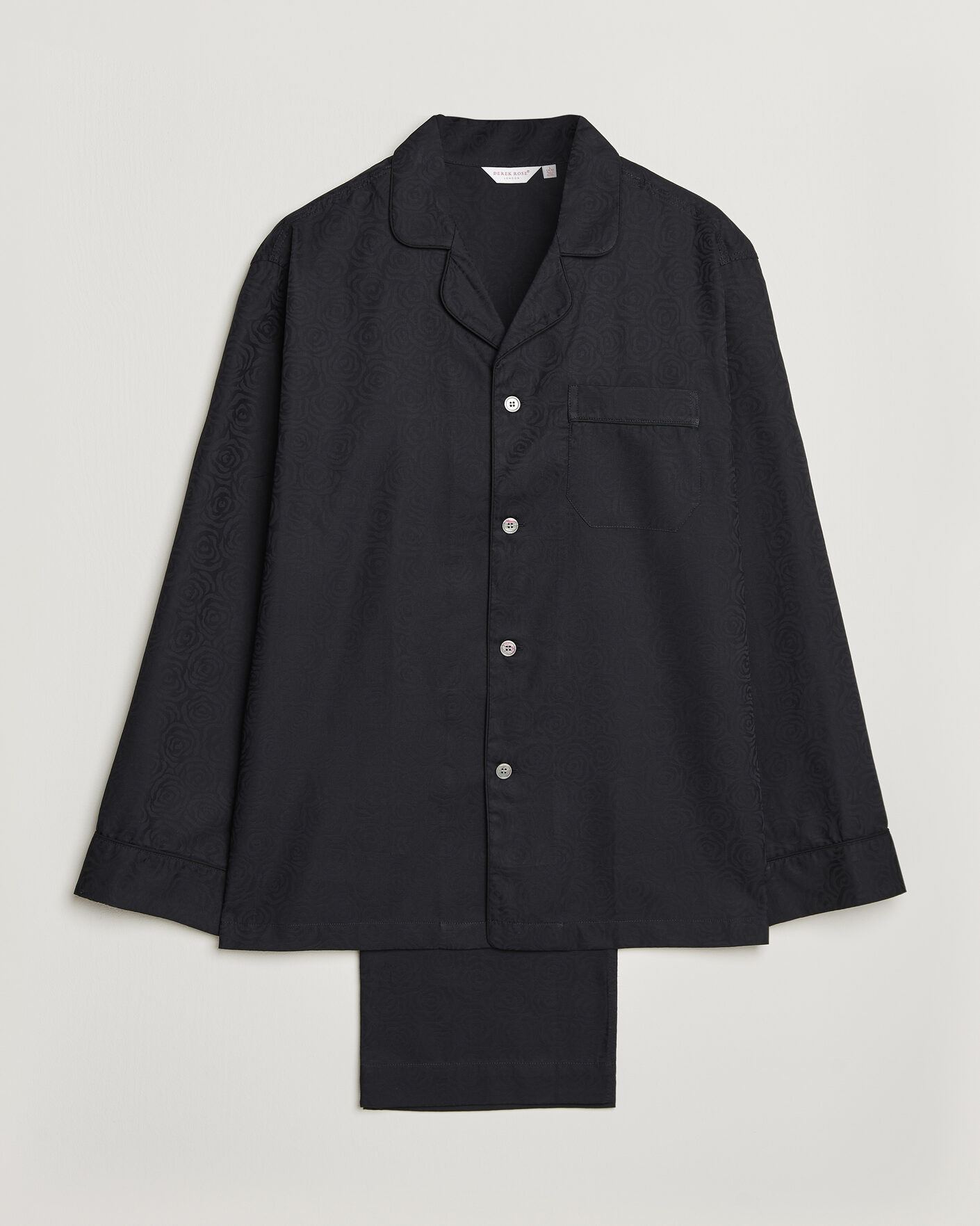 Herren | Schlafanzüge & Bademäntel | Derek Rose | Piped Jacquard Cotton Pyjama Set Black