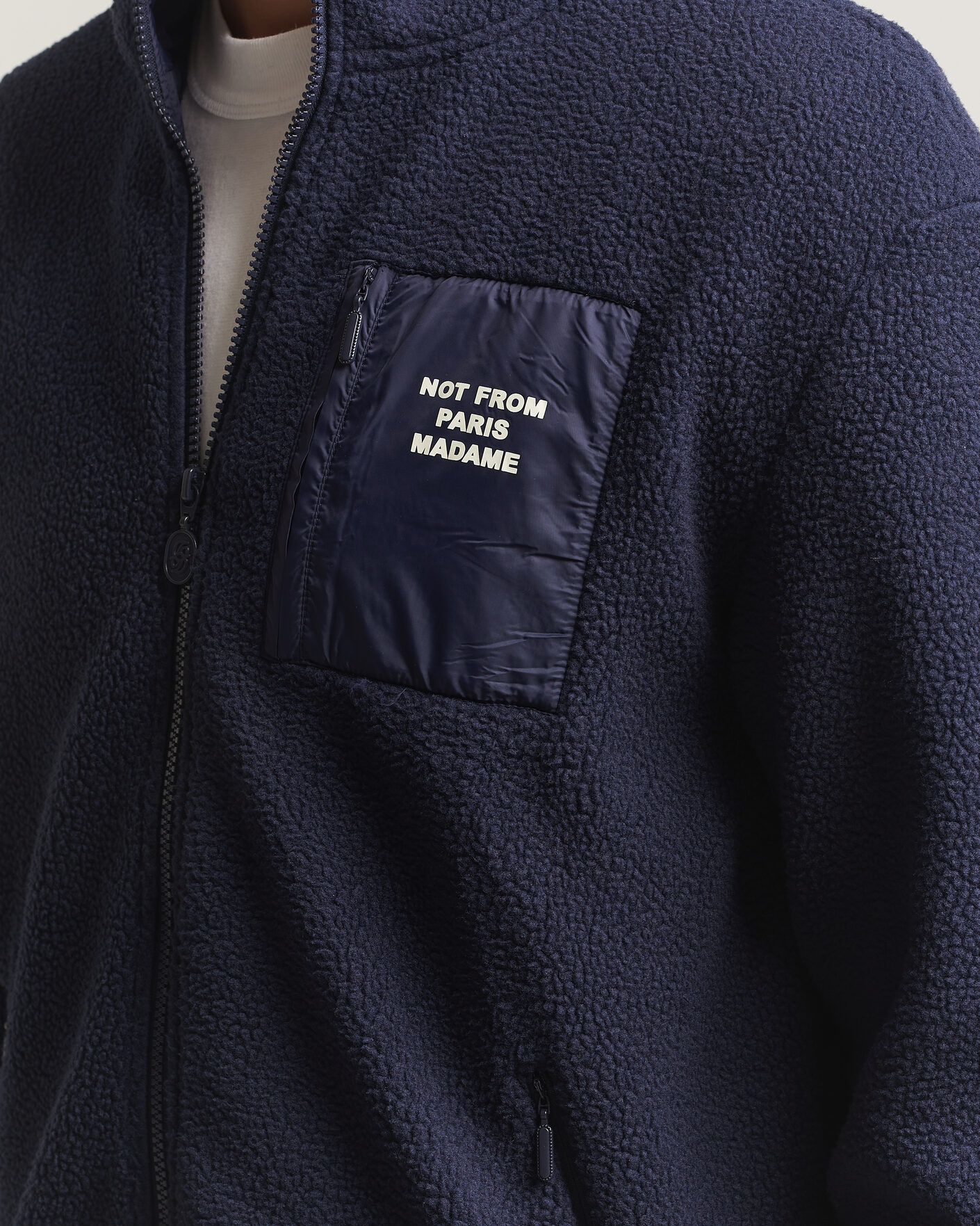 Herren | Pullover | Drôle de Monsieur | Slogan Sherpa Jacket Navy